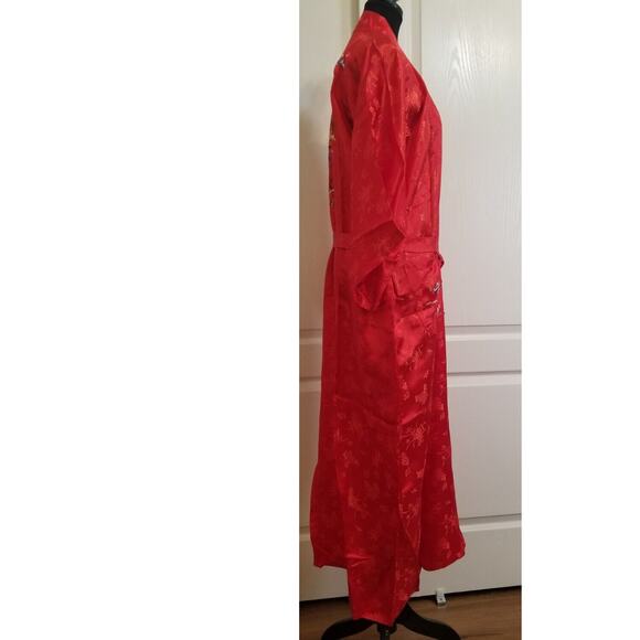 VTG Marianne von der OstenWomensRed Embroidered Kimono Sz XL Belt Robe Drsg Gown - Picture 3 of 11